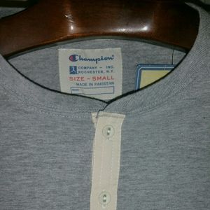 Champion Long Sleeve T-shirt Gray Men Small Cotton